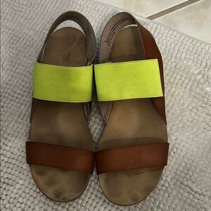 Brown and Neon Yellow Sandals fair condition